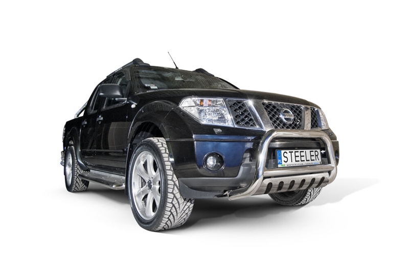 Bullbar i rustfri stål - til Nissan Navara 3.0 V6 motormotor. Årgang 2010-2015